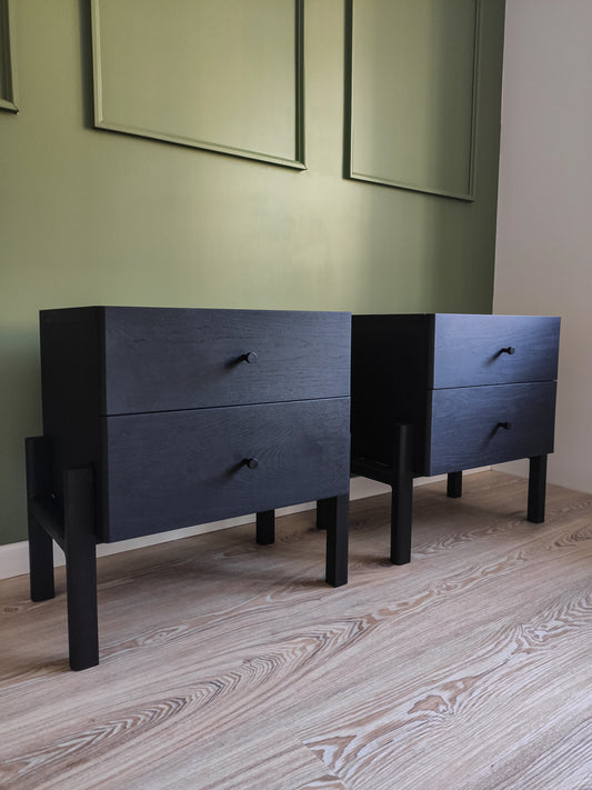 Black Oak Side stand | Solid oak from Frame to Drawers